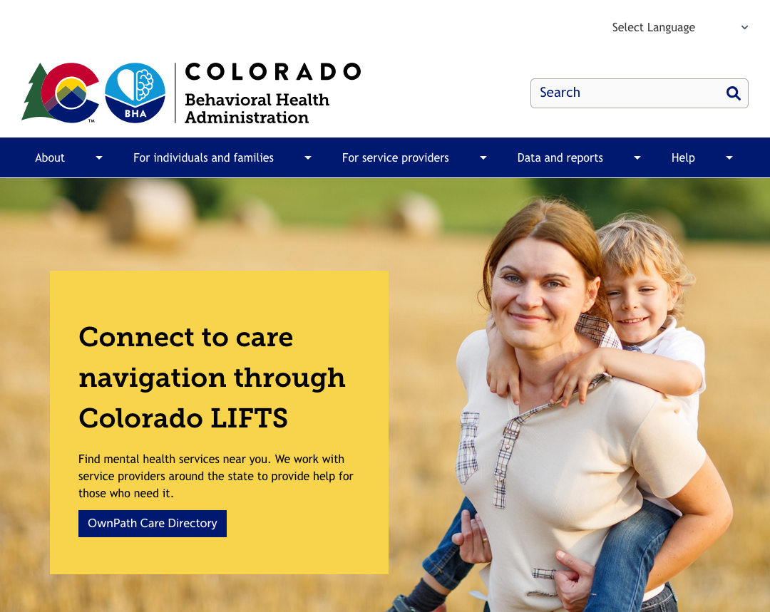Screenshot of bha.colorado.gov