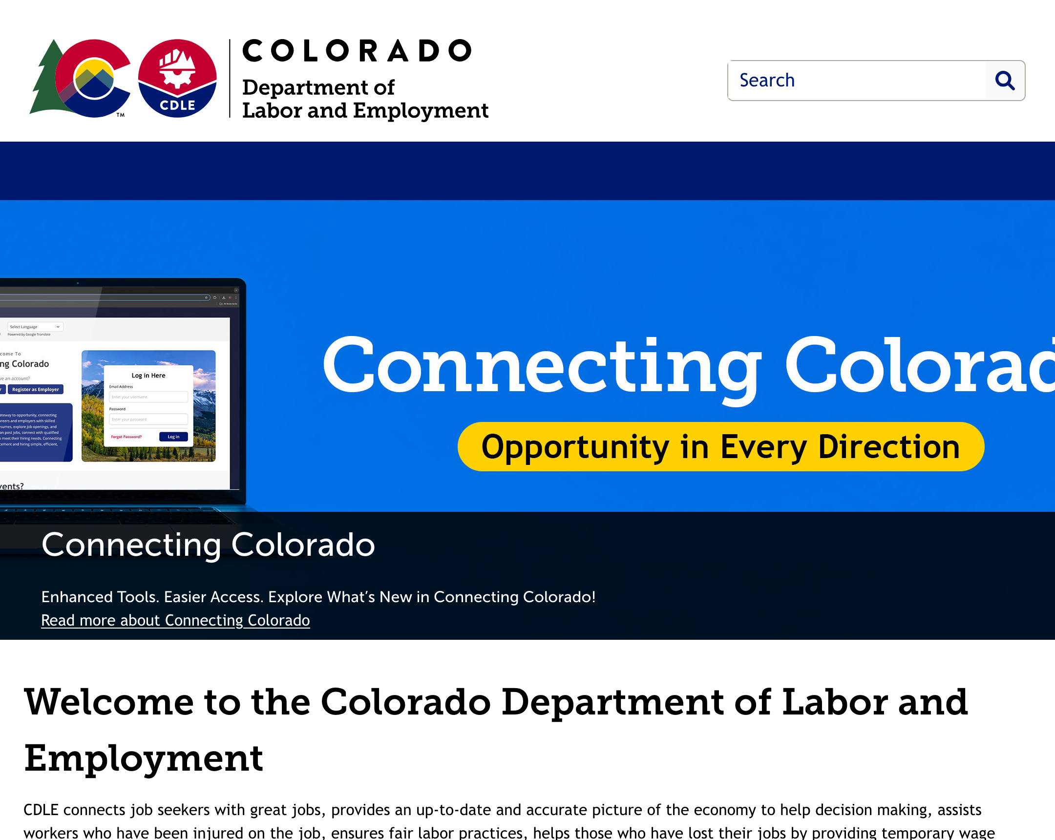 Screenshot of cdle.colorado.gov