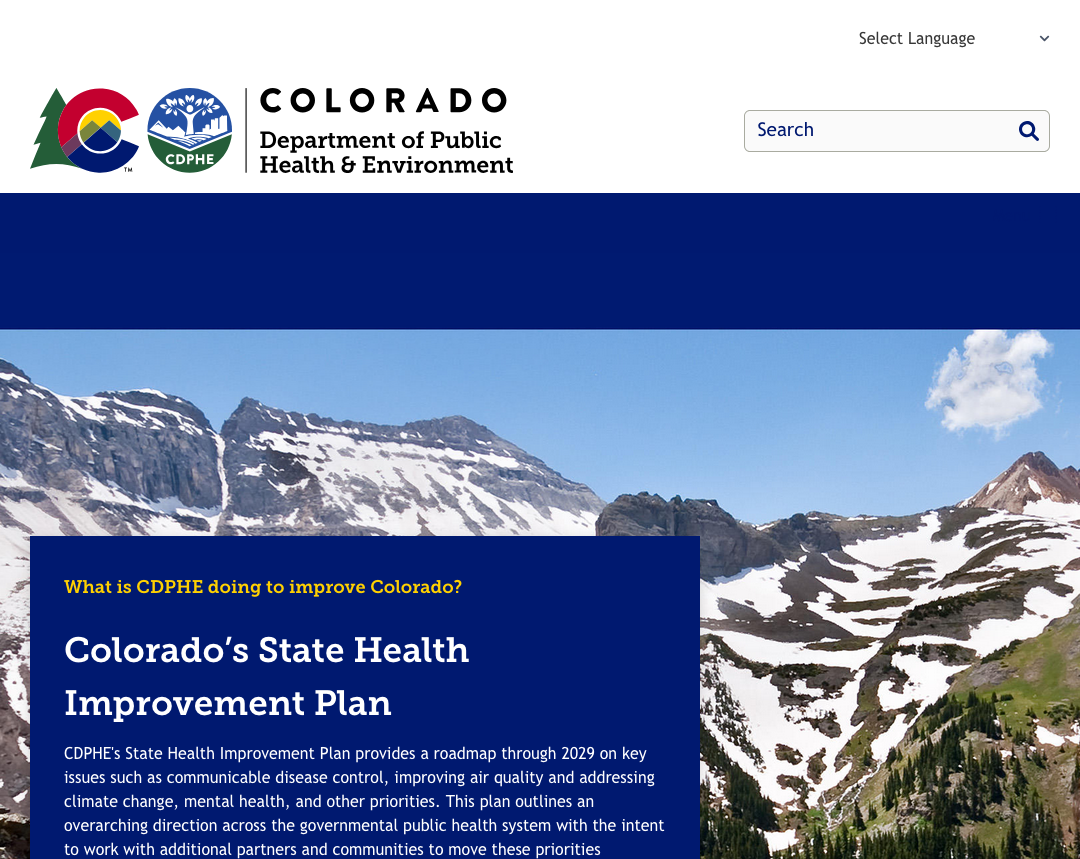 Screenshot of cdphe.colorado.gov