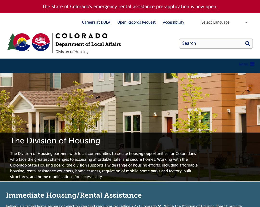 Screenshot of doh.colorado.gov